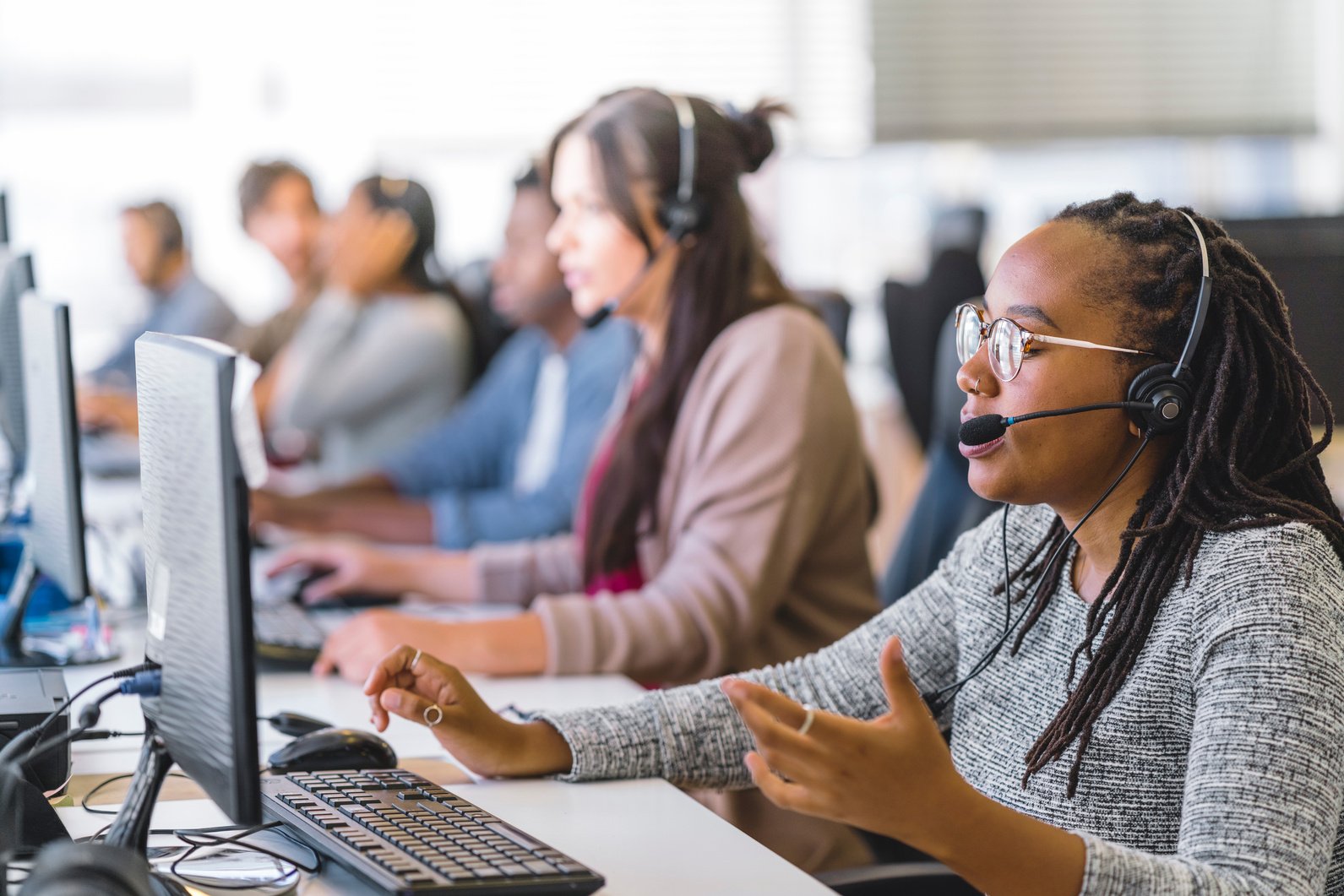 Customer service executive working in call center